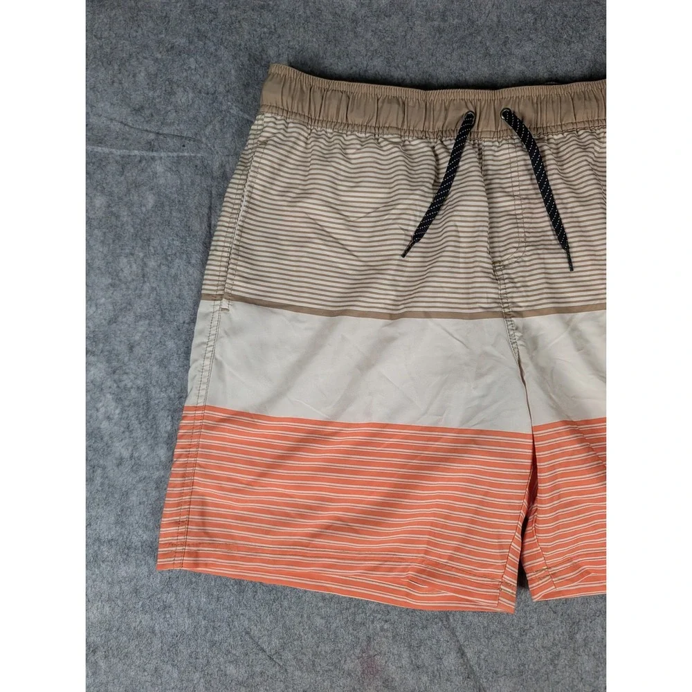 Quiksilver Mens Striped Colorblock Board Shorts Tan Orange Swim Trunks L